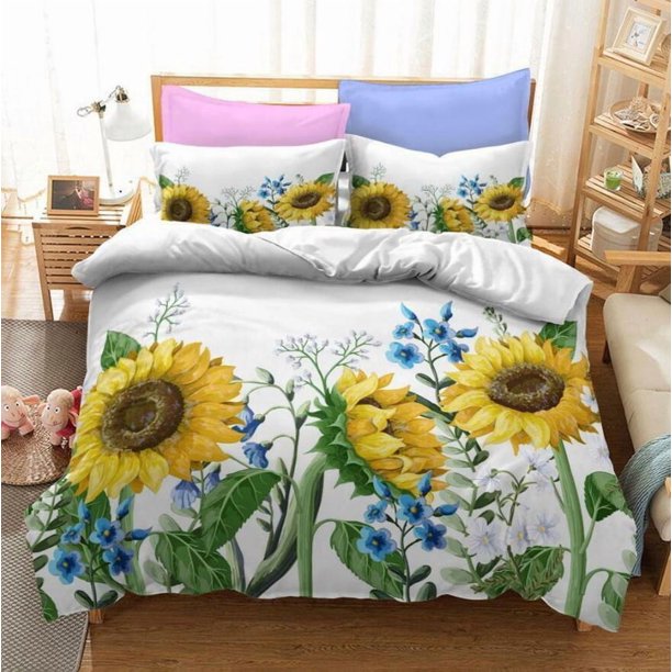 Sunflower Flowers Gift 0 BP0 Quilt Duvet Cover Set Bed Linen Doona Cover3-Piece Bedding Set