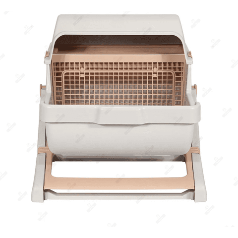 Genérico - Arenero Gatos Semi-Automático Michis Baño Sanitario Grande Color Beige