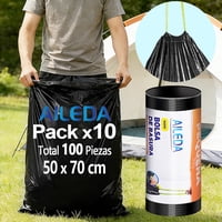 Aileda Bolsa De Basura Con Cordón Pequeña 50X70 Cms - Cierre Fácil 10 Rollo Con En Total 100 Unidades