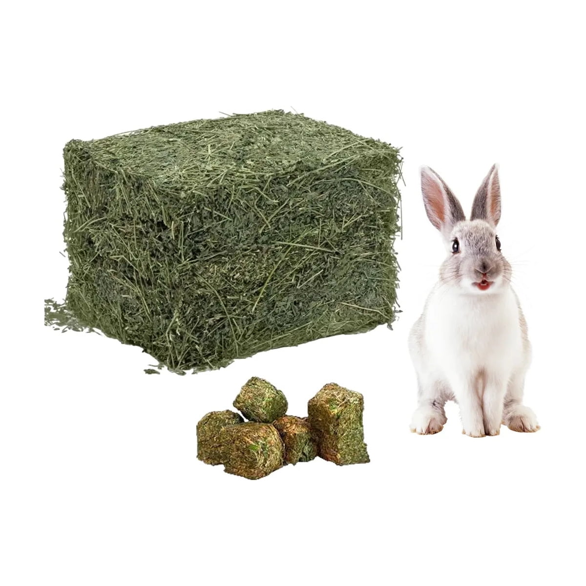 Pack Heno Alfalfa 1 Kg + Cubos Alfalfa 500 Gr para Roedores