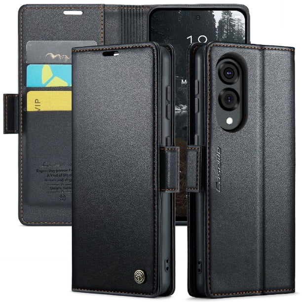 CaseMe tipo cartera Samsung Galaxy S25 Edge con cierre magnético, RFID, tarjetero, soporte, carga inalámbrica