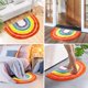 thumbnail image 5 of Alfombra de baño semicircular, arcoíris, antideslizante, semicircular, esponjosa, suave, peluda, para salón, dormitorio, baño, cocina, decoración del hogar (80 x 50 cm), 5 of 8