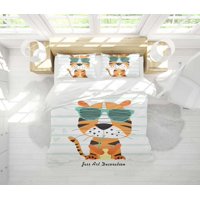 Milsleep - 3D Cartoon Animal Tiger Pattern Quilt Cover Set Ropa De Cama Set Funda Nórdica