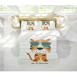 Milsleep - 3D Cartoon Animal Tiger Pattern Quilt Cover Set Ropa De Cama Set Funda Nórdica