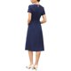 thumbnail image 3 of Vestido de verano para mujeres, casual de trabajo, manga corta, cuello redondo, línea A, vestidos fluidos con cinturón XS azul marino, 3 of 6