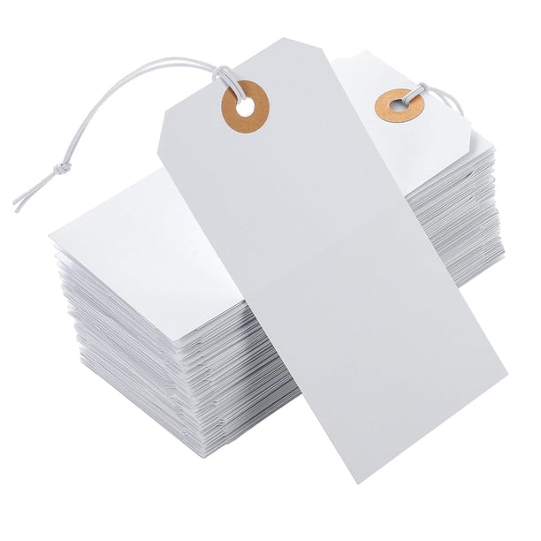 100 Uds etiquetas de regalo con cadena etiquetas colgantes en blanco con agujero etiqueta de papel DIY etiquetas de precios de joyería para favores de 12x6cm