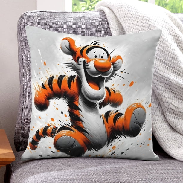 Winnie Pooh y Tigger Fundas de almohada de terciopelo con tema, regalos de funda de almohada, decoración para el hogar, cojín de lanzar, regalo de cumpleaños para fans y parejas.30*30cm.