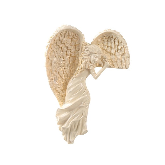 Decoración de marco de puerta de ángel, alas de ángel, decoración de pared, artesanía vintage, adorno de resina, estatua de ángel para oficina, sala d Izquierda