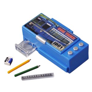 Magideal - 1:12 Caja De Papelería De Muñeca A Escala Caja De Lápices Modelo De Juguete Escenas De Simulación Dollhouse Caja De Lápices Micro De Jardín De Hadas Azul