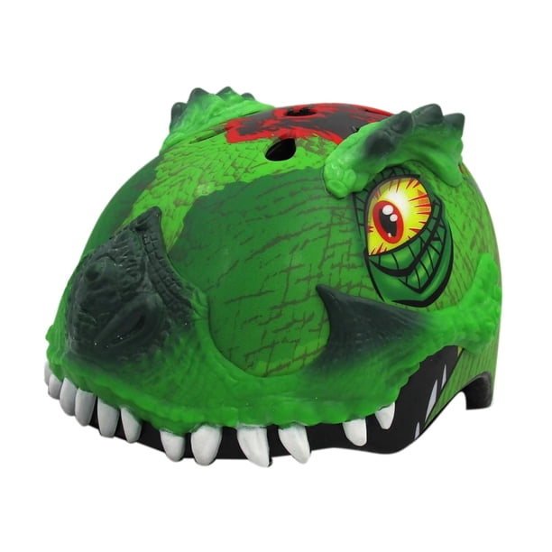 Casco de bicicleta Raskullz T-Rex Awesome para niños y jóvenes mayores de 5 años, color verde
