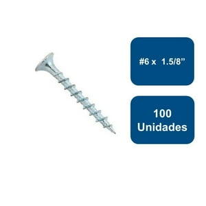 Anclajes - Tornillo Yeso Cartón Zincado Hilo Fino #6 X 1.5/8"" 100Un
