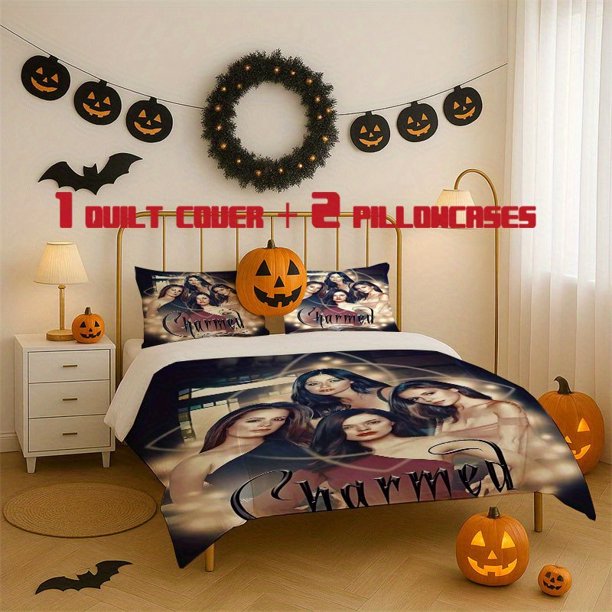 3pcs "Enchanting Witch" Printed Bedding Set Soft Duvet Cover with 2 Pillowcases All Season Comfort