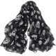thumbnail image 1 of Suave bufanda de seda de gasa con estampado de calavera, chal ligero de verano para playa, bufandas de moda, hijab para mujeres (negro), 1 of 5