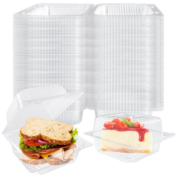 Recipientes de comida Jizvxe 300 unidades de plástico transparente con tapas de 13,5 x 11,9 x 7,1 cm