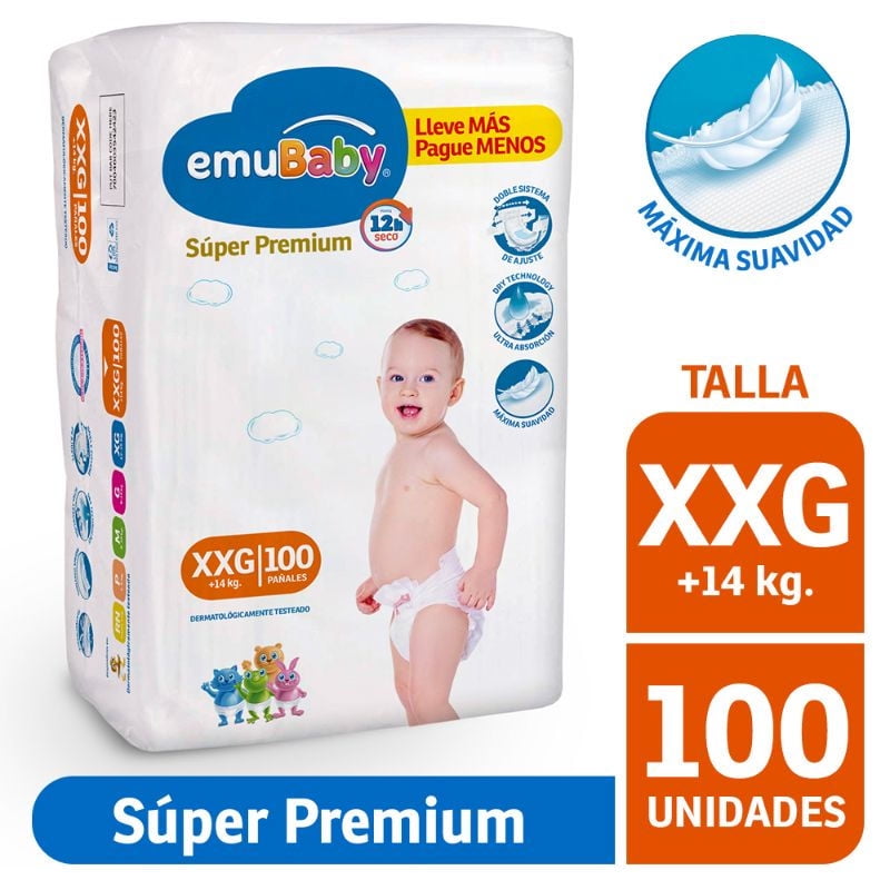 Emubaby - Pañales Súper Premium Xxg 100 Un