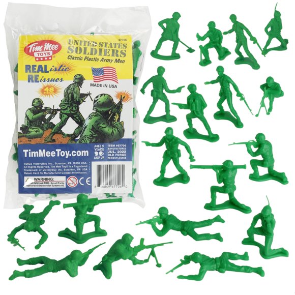 Toy Soldiers TimMee Plastic Army Men Green 48 piezas fabricado en EE. UU.