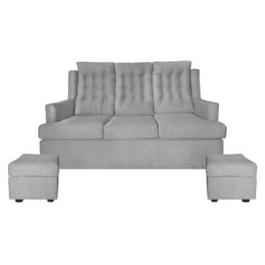 Fazca - Sofa Topacio 3 Cuerpos 2 Pouf Gris