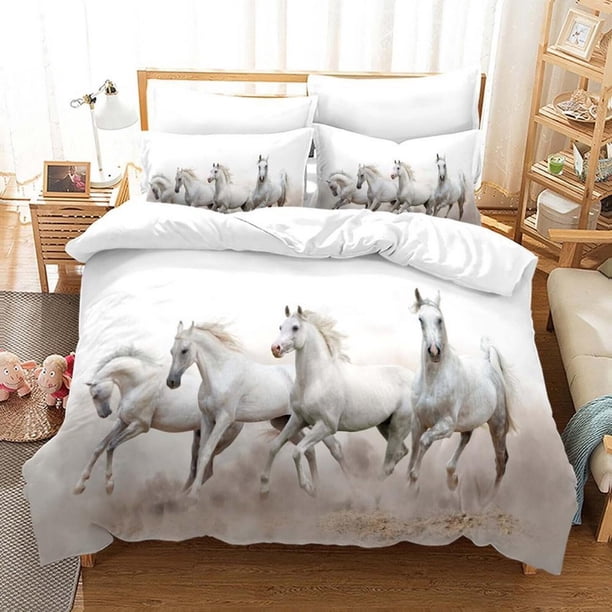 Running Horse Steed Animal Quilt Duvet Cover Set Doona Cover Home Textiles3-Piece Bedding Set