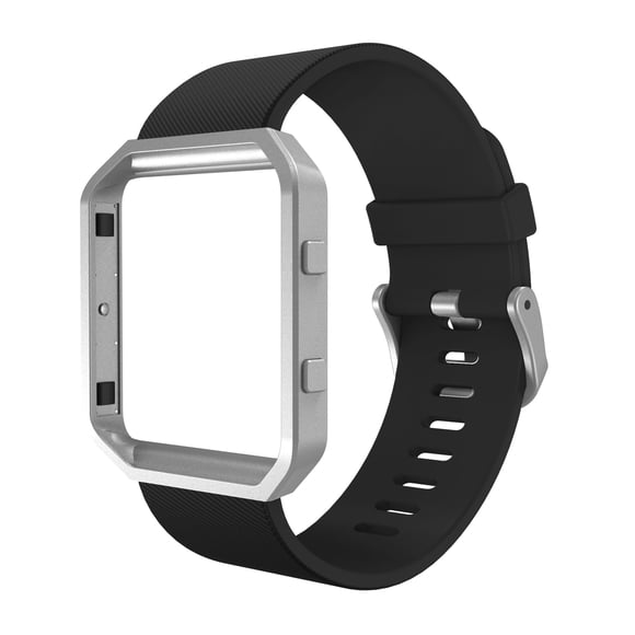 Correa deportiva de silicona negra + plateada para Fitbit Blaze Simpeak