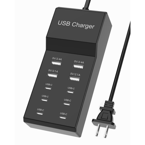 Bloque de cargador USB C, estación de carga USB-C de 10 puertos, 50 W