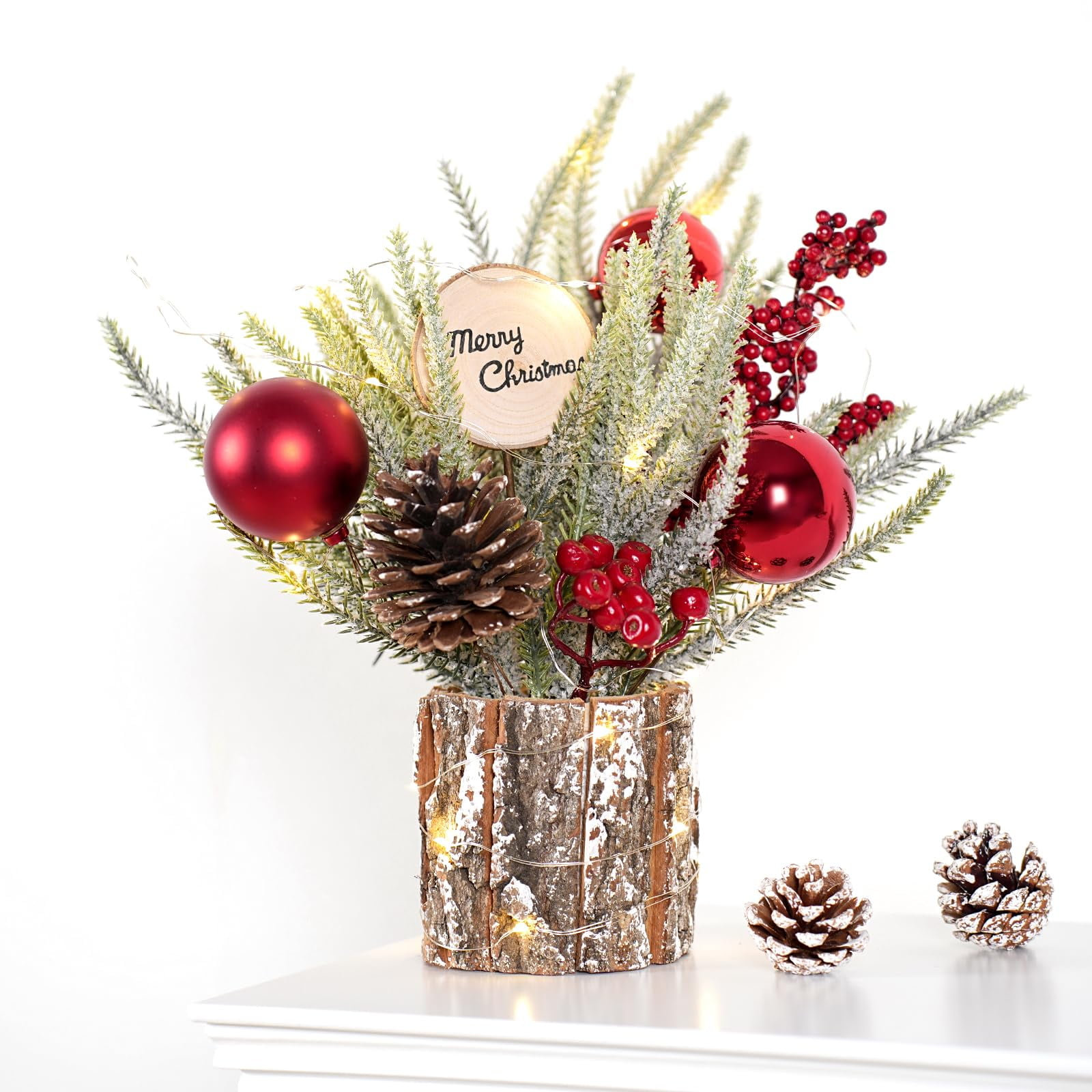Árbol De Navidad N&t Nieting Mini De 30 Cm Con Adornos Rojos