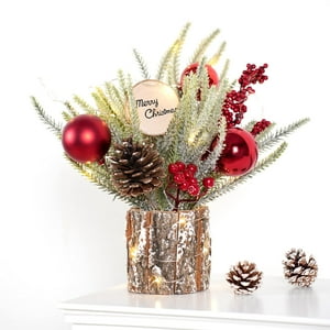 Árbol De Navidad N&T Nieting Mini De 30 Cm Con Adornos Rojos