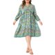 thumbnail image 1 of Agnes Orinda Vestido de Verano Talla Grande para Mujeres Escuela Universidad Casual Bohemio Floral Cuello en V Manga 3/4 Midi Corto Vestido de Playa 4X Verde Claro, 1 of 6