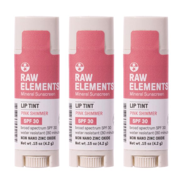Lip Shimmer Raw Elements Organic Pink con zinc SPF30+ 4,4 ml x3