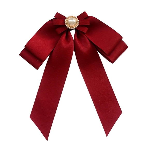 Broche con lazo preatado para mujer, Pin para corbatas, decoración, broche de pajarita con cuentas portátil, Pin para camisas, uniformes, eventos form Rojo