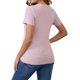 thumbnail image 3 of INSPIRE CHIC Camisetas de lactancia de manga corta de punto acanalado para mujer, top de lactancia cruzado para maternidad, pequeño, rosa gris, 3 of 6