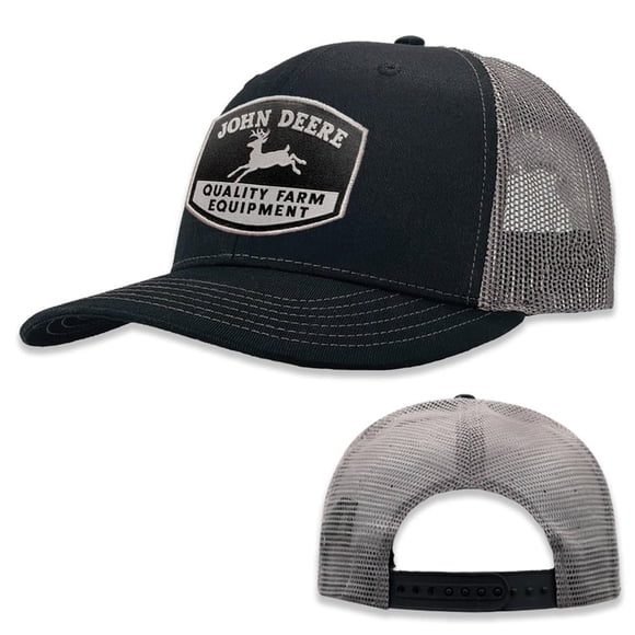 Gorra John Deere Negra Moline 112 con Malla Gris Ajustable