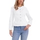 thumbnail image 1 of INSPIRE CHIC Chaqueta de Mezclilla para Mujer sin Cuello con Dobladillo Peplum, Botones, Manga Larga, Blanco Talla L, 1 of 6