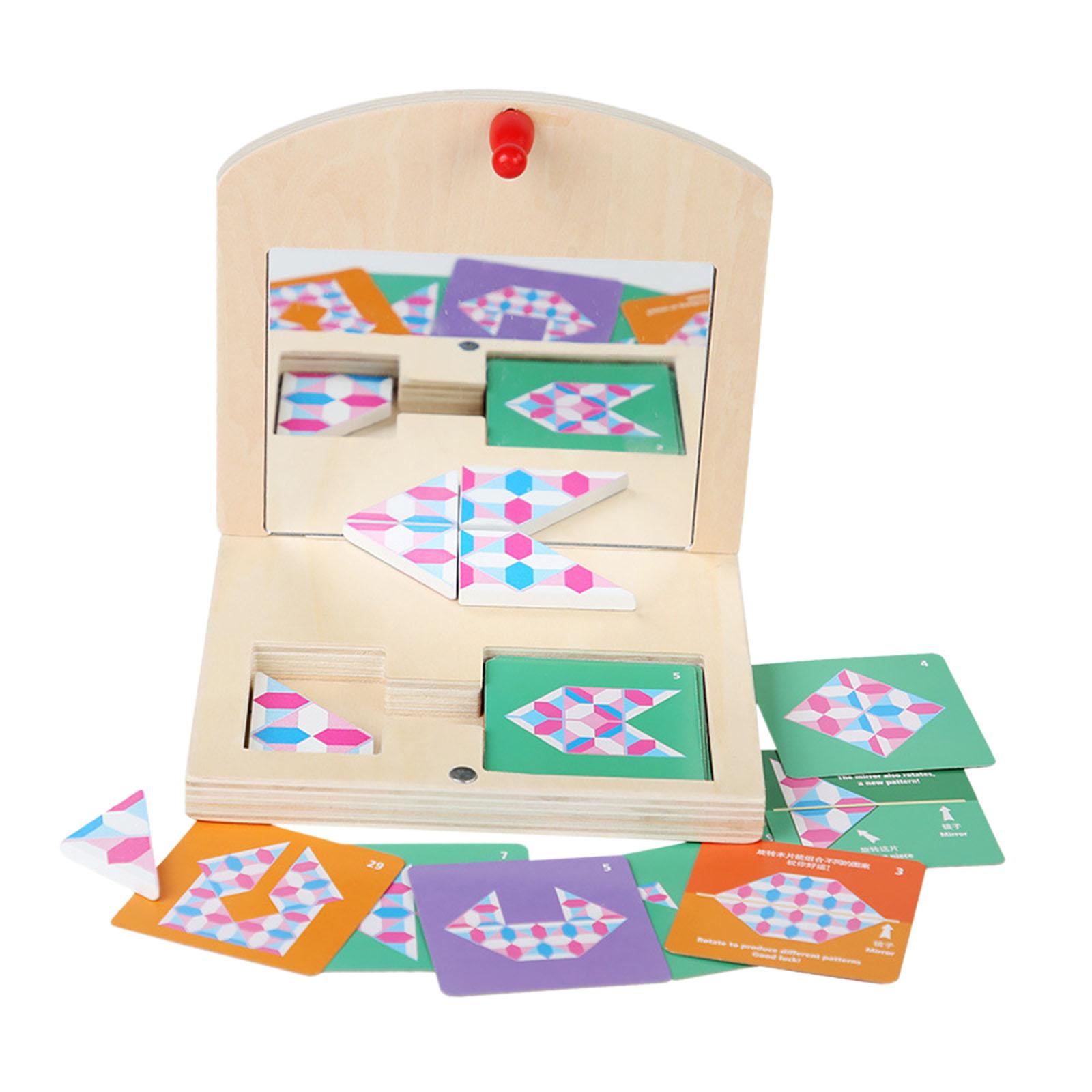 Magideal - Juguete Montessori Para Desarrollar Rompecabezas De Espejo De Madera Para El Dormitorio Del Hogar De Jardín De Infantes