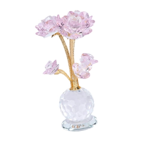 Magideal - Figura De Flor De Loto Coleccionable De Vidrio Decorativa Para Acción De Gracias Rosa