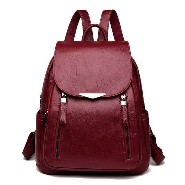 Yogodlns Luxury Backpack For Women Soft PU Leather Backpack Travel Large Capacity School Bag Double Zipper Business Knapsack