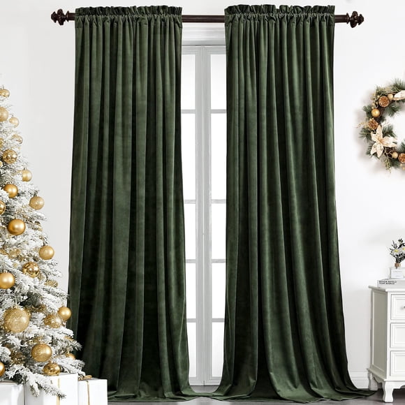 Cortinas Benedeco de Terciopelo Verde Aislantes Térmicas 132x229 cm