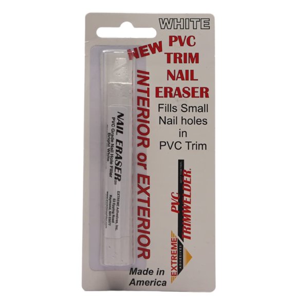 Borrador de Clavos PVC TrimWelder - Cera de PVC para rellenar agujeros de clavos hasta 1/8 de pulgada, para molduras de PVC sin pintar, frotar y limpiar el agujero