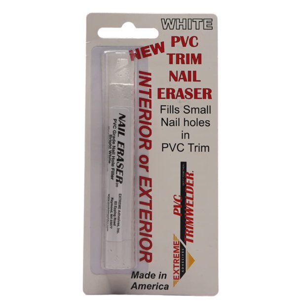 Borrador de Clavos PVC TrimWelder - Cera de PVC para rellenar agujeros de clavos hasta 1/8 de pulgada, para molduras de PVC sin pintar, frotar y limpiar el agujero