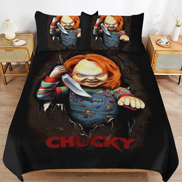 Bride of Chucky Bedding Set Duvet Cover Comfortable and Lightweight Cartoon Bedding 3 Piece Bed Set