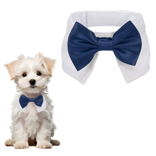 Uxcell Pajarita para Perro, Pajarita de Esmoquin con Collar Ajustable Collar de Mascota Lindo Pajarita Elegante con Gancho y Bucle (Algodón, S, Azul Marino), para Boda de Mascota Bandana Cumpleaños