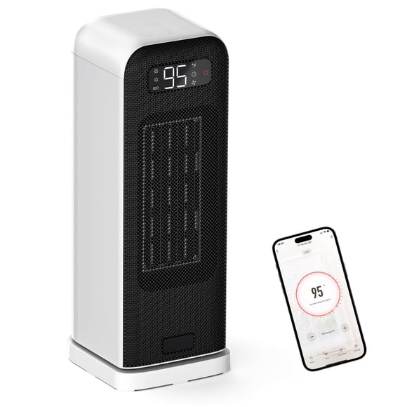Calefactor eléctrico MORENTO de 1500 W, cerámico, Wi‑Fi y control por voz