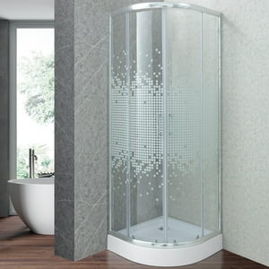 Joytek - Shower Door Curvo Mosaic White 70X70X199 Cm (Incluye Receptáculo)