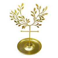 Magideal - Soporte De Exhibición De Joyería De Hierro Pendientes Colgantes Bandeja Redonda Estante De Joyería, Soporte De Baratija De Mesa Para Collares , Hoja