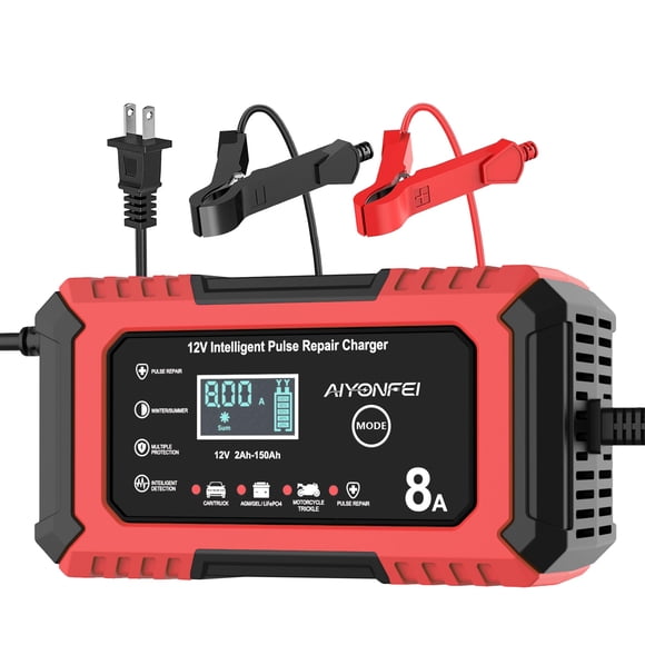 Cargador de batería AIYONFEI 12V 8A inteligente con mantenimiento y carga lenta