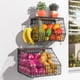 thumbnail image 2 of Frutero, cesta de frutas para encimera de cocina, cesta colgante apilable de pared, cesta de alambre con tapa de madera y ganchos para colgar plátanos, cesta para cebollas, almacenamiento de frutas y, 2 of 5