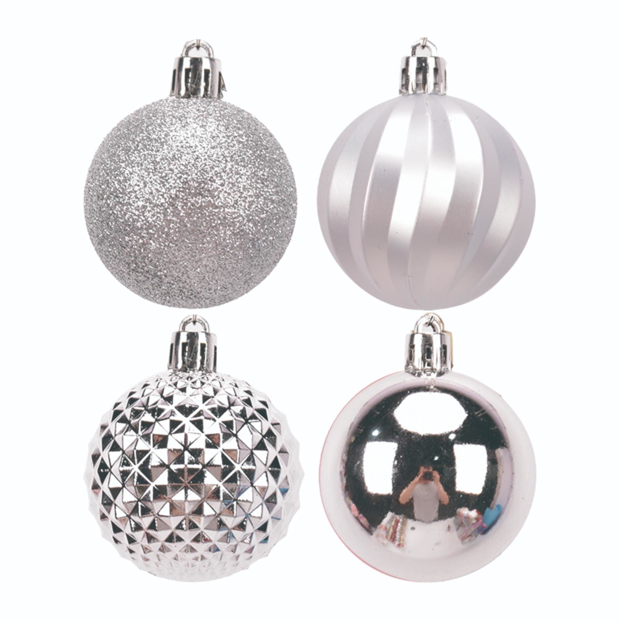 Set De 12 Esferas 5 Cm Plateadas, 1 Un Holiday Time