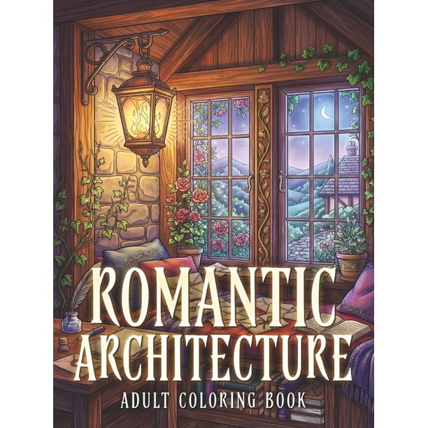 Libro para colorear de arquitectura romántica para adultos publicado de forma independiente