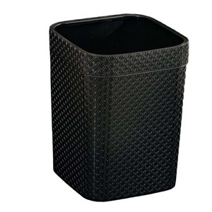 Magideal - Cubo De Basura Tejido De Ratán Contenedor De Basura De Plástico Cuadrado Compacto Cubo De Basura Para Baño Garaje Sala De Estar Oficina Interior Al Ai Negro