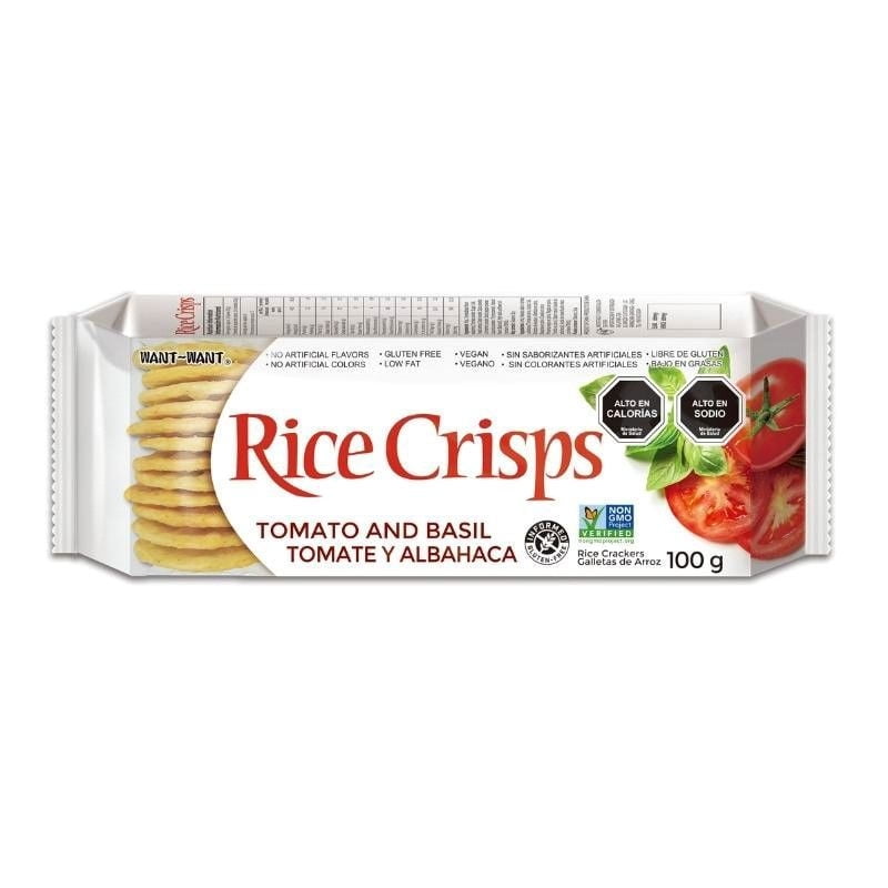 Galletas De Arroz Sabor Tomate Y Albahaca 100 g Ricecrisps