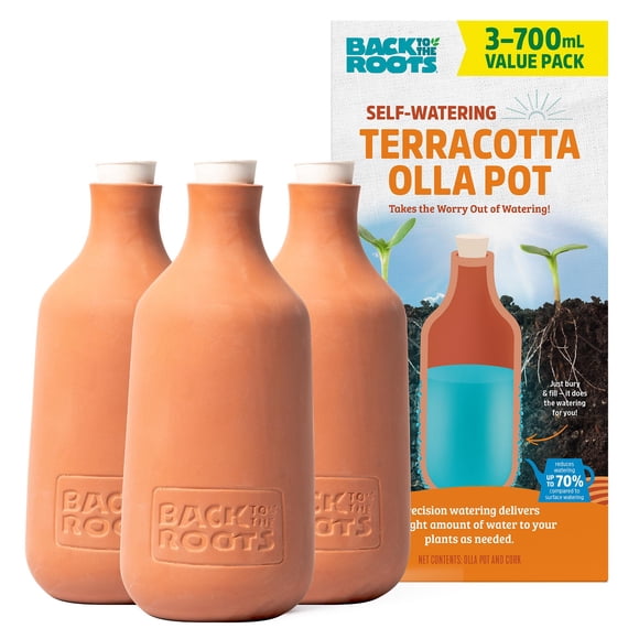 Maceta Olla de terracota con riego automático Back to the Roots, 700 ml (paquete de 3)